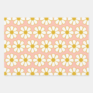 Feuille De Papier Cadeau Cute Retro Floral Motif