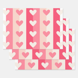 Feuille De Papier Cadeau Cute rose Motif de coeur blanc Valentine amour