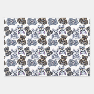 Feuille De Papier Cadeau Cute Schnauzer Dog Patterned Art