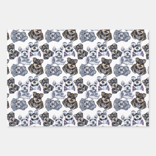 Feuille De Papier Cadeau Cute Schnauzer Dog Patterned Art (Devant 2)