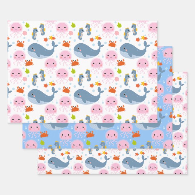 Feuille De Papier Cadeau Cute Sea-life Collection 6 Artisanat (Lot)