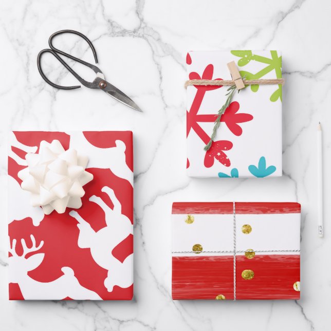 Feuille De Papier Cadeau Cute Simple Moderne Aquarelles Cadeau de Noël (Recto)