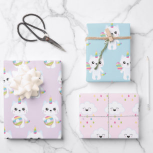 Feuille De Papier Cadeau Cute Unicorn Chats - Anniversaire de enfant