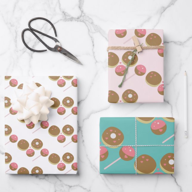 Feuille De Papier Cadeau Cute Valentine's Day Donut and Cake Pop Motif (Recto)