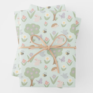 Feuille De Papier Cadeau Cute woodland design