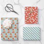 Feuille De Papier Cadeau Cute Woodland Fox Motif - Aqua Green Christmas<br><div class="desc">NewParkLane - Des feuilles de papier d'emballage Whimsical de Noël, dont une avec un motif de petits renards boisés, portant un foulard et un casquette d'hiver, contre un arrière - plan vert aqua. L'une avec des à petits pois orange et blanc foncé et l'autre avec des rayures vert et blanc...</div>