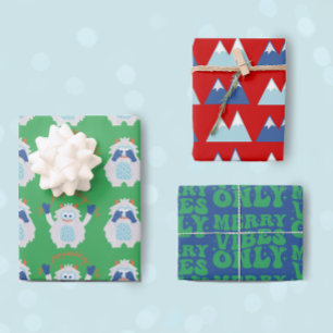 Feuille De Papier Cadeau Cute Yeti Retro Noël Motifs enfants