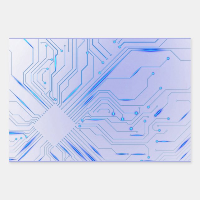 Feuille De Papier Cadeau Cybernetic Blue Chip Motherboard  (Devant)