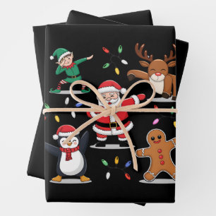 Feuille De Papier Cadeau Dabing Père Noël Elf Friends Noël Noël Noël Noël N