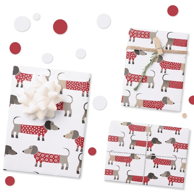 Feuille De Papier Cadeau Dachshund Saucisse Wiener Chien vacances (Fun festive Dachshund Sausage or Weiner Dog wrapping paper sheets)