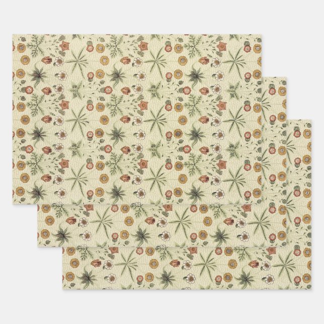 Feuille De Papier Cadeau Daisy de William Morris, Fleurs victoriennes Vinta (Lot)