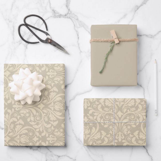 Feuille De Papier Cadeau Damas de crème (Recto)