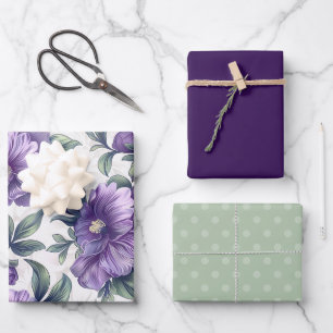 Feuille De Papier Cadeau Damas texture luxueuse de violet de fleurs d'alto