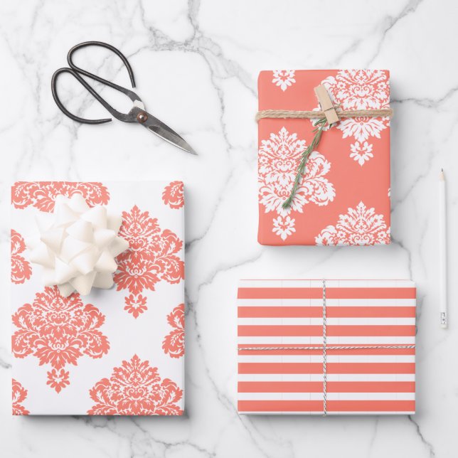 Feuille De Papier Cadeau Damask Elegant Motif (Recto)