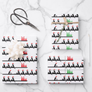 Feuille De Papier Cadeau Dames Femmes Chapeau de Père Noël Rameurs Équipe #