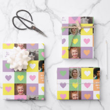Damier Cœur Pastel avec Photos Saint-Valentin