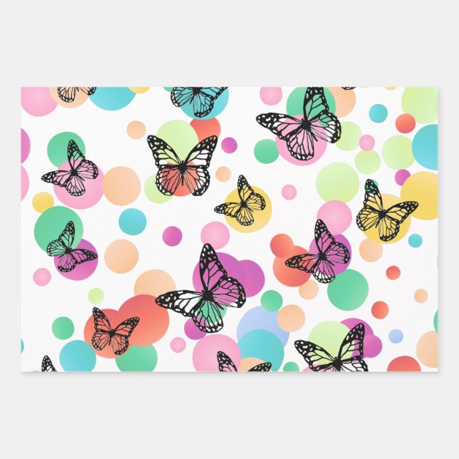 Feuille De Papier Cadeau Dance butterflies Garden (Devant)