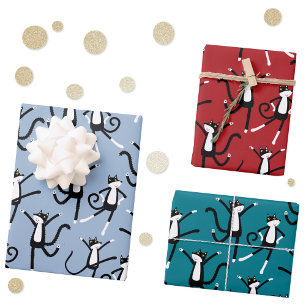Feuille De Papier Cadeau Dancing Chat Motif Fun