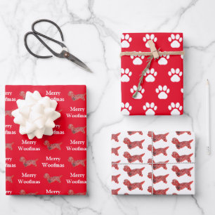 Feuille De Papier Cadeau Dandie Dinmont Chien Silhouette Rouge Merry Woofma