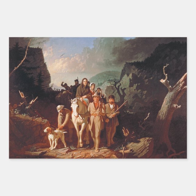Feuille De Papier Cadeau Daniel Boone escortant des colons  (Devant)