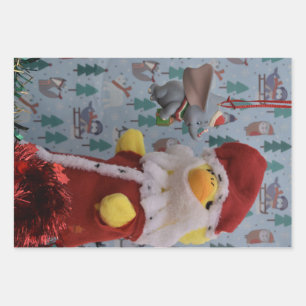 Feuille De Papier Cadeau Danny Duck Père Noël. Ornement d'arbre