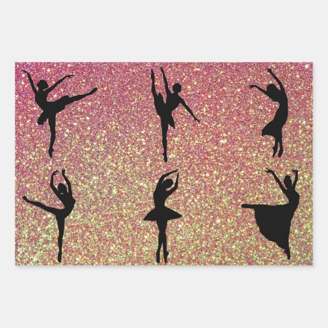 Feuille De Papier Cadeau Danse Ballet Glitt Danse Ballerina (Devant 2)