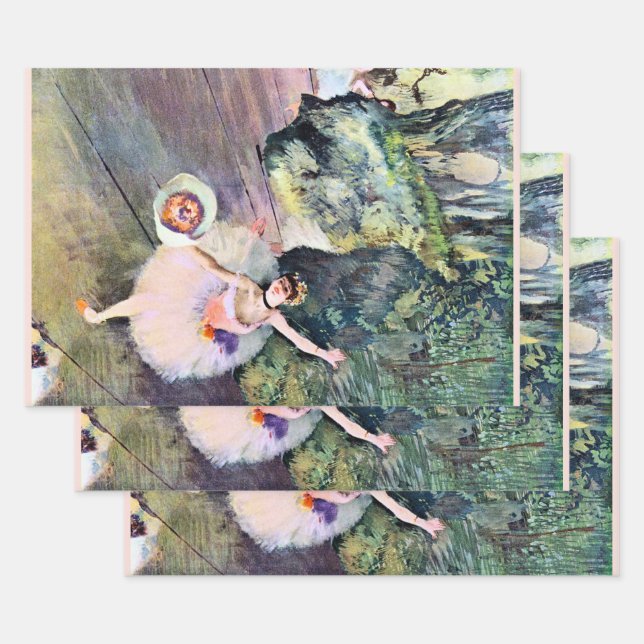 Feuille De Papier Cadeau Danseur avec un bouquet de fleurs d'Edgar Degas (Lot)