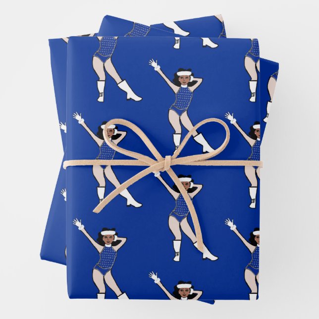 Feuille De Papier Cadeau Danseur Bleu d'Hiver (En situation)