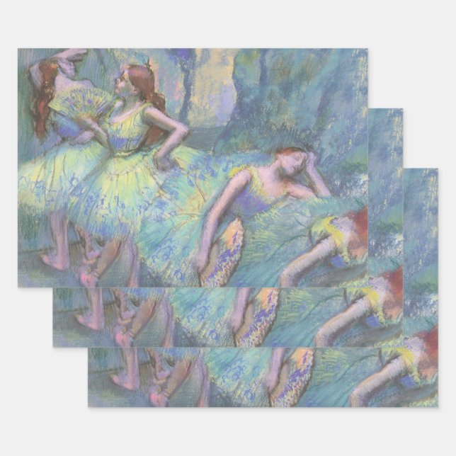 Feuille De Papier Cadeau Danseurs de ballet dans les ailes par Edgar Degas (Lot)