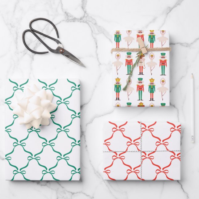 Feuille De Papier Cadeau Danseuse de Noël festive Casse-Noisette  (Recto)