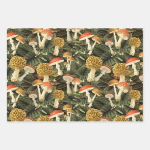 Feuille De Papier Cadeau Dark Academia Victorian Goth Glam Champignons et f