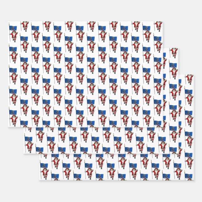 Feuille De Papier Cadeau Darling Santa Claus visite le Dakota du Nord (Lot)