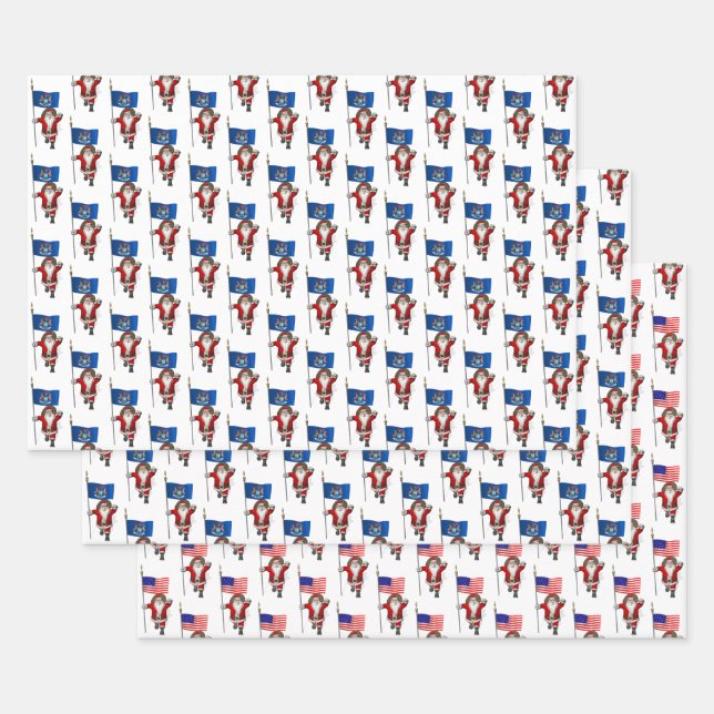 Feuille De Papier Cadeau Darling Santa Claus Visite Michigan (Lot)