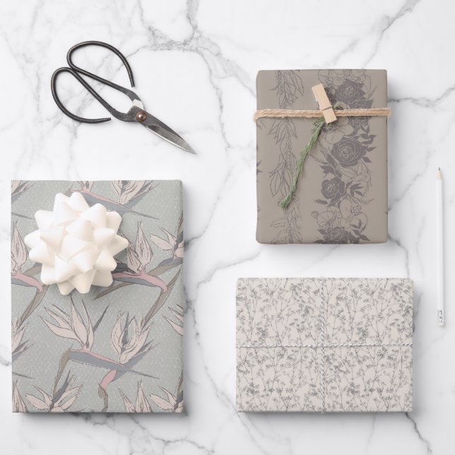 Feuille De Papier Cadeau Dashing Groom Set C, Tropical Romance Enveloppemen (Recto)