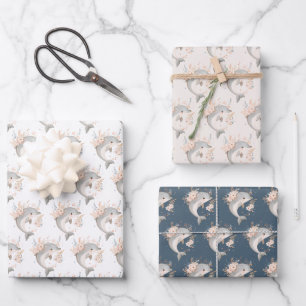 Feuille De Papier Cadeau Dauphin mignon