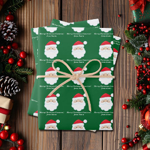 Feuille De Papier Cadeau De Père Noël Cute Custom Green Kids Noël