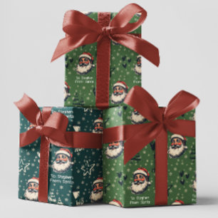 Feuille De Papier Cadeau De Père Noël Nom personnalisé Doodles Noël