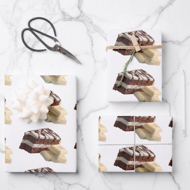 Feuille De Papier Cadeau Decadent Chocolate Cake Slices with White Chocolat (Recto)