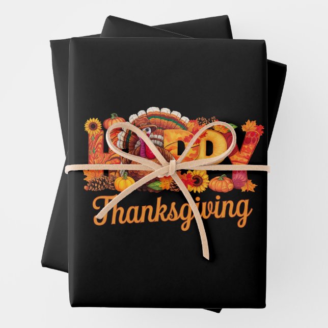 Feuille De Papier Cadeau Déchets de bon thanksgiving Automne (En situation)