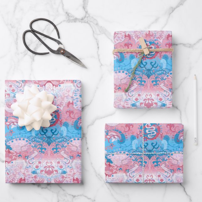 Feuille De Papier Cadeau Déchets de dragon transgenre - Couleur du drapeau  (Recto)