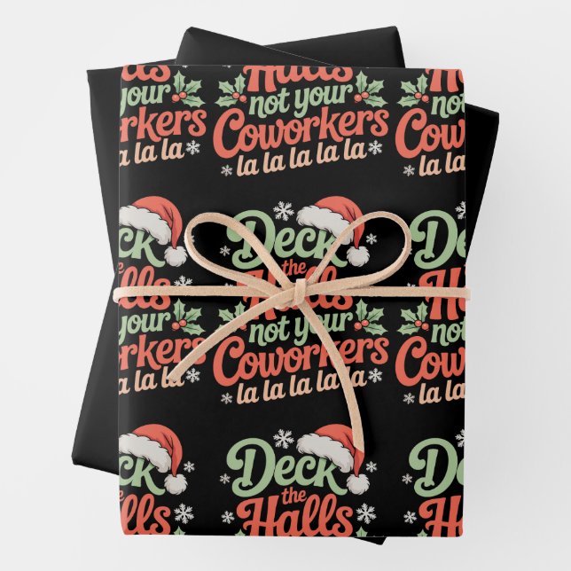 Feuille De Papier Cadeau Deck The Halls Not Your Coworkers Christmas Xmas (En situation)