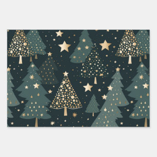 Feuille De Papier Cadeau Décor de Motif Gold Tree