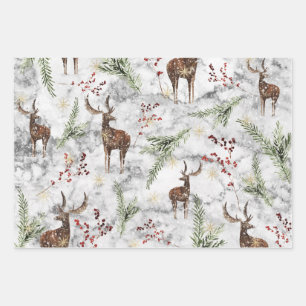 Feuille De Papier Cadeau Décoration de rennes de marbre Noël Motif de No