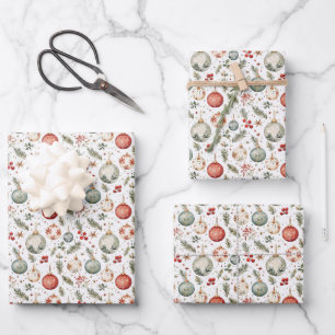 Feuille De Papier Cadeau Décorations de vacances de Noël Antique Vintage Bo