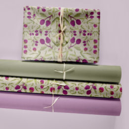 Feuille De Papier Cadeau Découpage de l'aquarelle des baies d'été