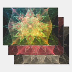 Feuille De Papier Cadeau Découpage de l'étoile géométrique couleur Abstrait