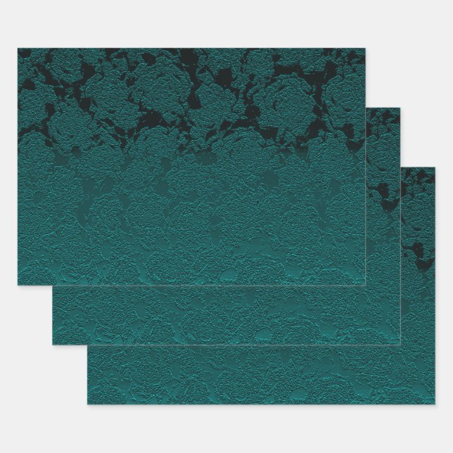 Feuille De Papier Cadeau Découpage de Motif Succulent Turquoise foncé (Lot)