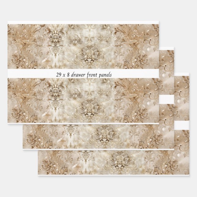 Feuille De Papier Cadeau Decoupage Drawer Panel Motif Beige Design  (Lot)