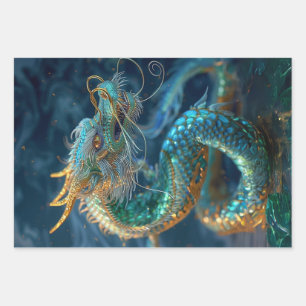 Feuille De Papier Cadeau Découpage du dragon de sirène Ocean Life
