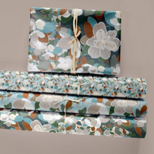 Feuille De Papier Cadeau Découpage Floral Magnolias